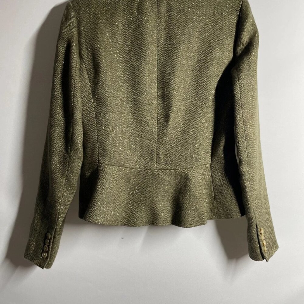 Lauren Ralph Lauren Olive Green Herringbone Wool Blazer - Picture 2 of 7